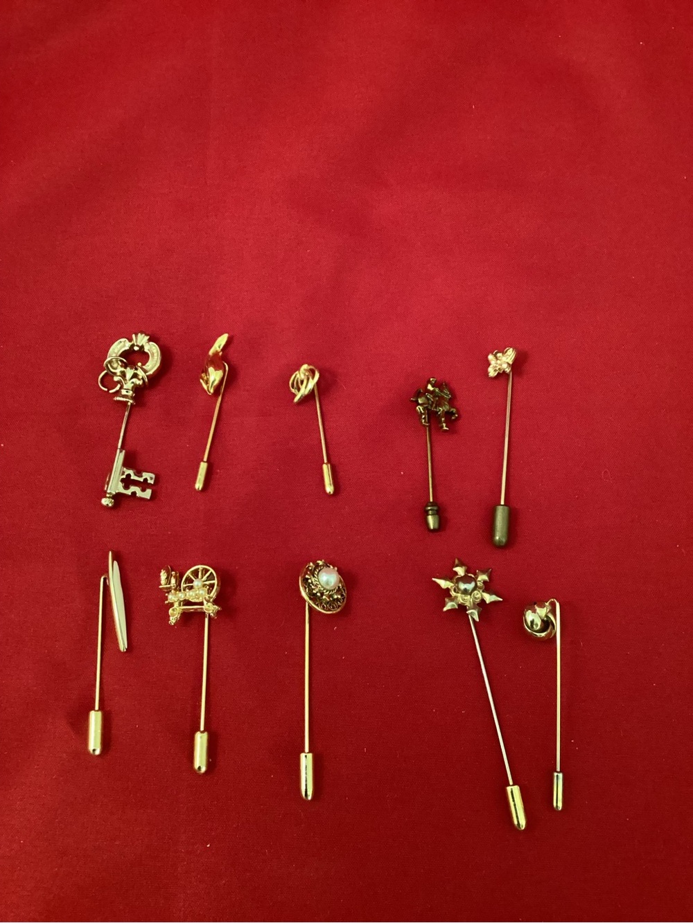 Gold Tone Decorative Stick Pins Set